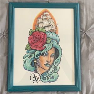 Mermaid tattoo print